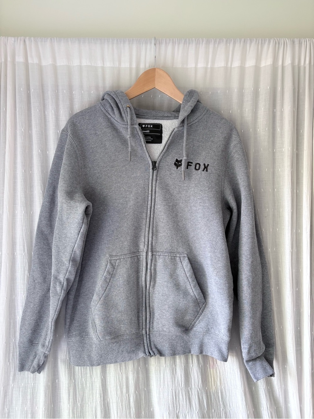 Fox Light Gray Fleece-Lined Zip Hoodie